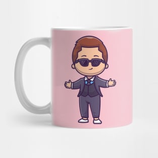 Cute Rich Boy Businessman Cartoon Mug